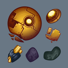Space golden objects set. Vector illustration