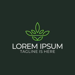 Leaf logo design with a minimalist monoline style concept.