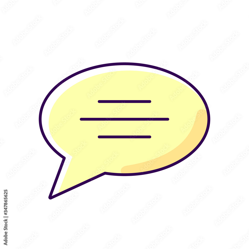Poster chat bubble yellow rgb color icon. empty speech cloud. blank dialogue balloon with text space. comme
