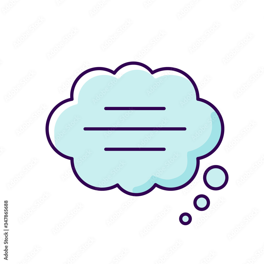 Poster thought bubble blue rgb color icon. empty comic speech cloud. blank dialogue balloon with text space