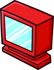 Cute and funny red vintage monitor