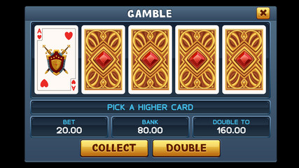 Gamble screen for slot game. Vector illustration