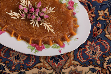 Iranian Halva, Halwa in carpet background.