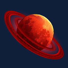 Red planet icon for space slot game. Vector illustration