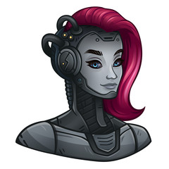 Android girl icon for space slot game. Vector illustration