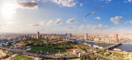 Cairo centre aerial panorama, view from the Tower, Egypt