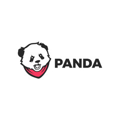 Panda head hand drawn logo template
