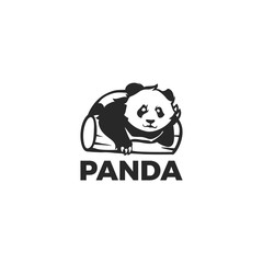 Panda head hand drawn logo template