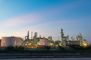 Oil Refinery factory in  evening, Petroleum, petrochemical plant