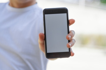 Man showing a mobile