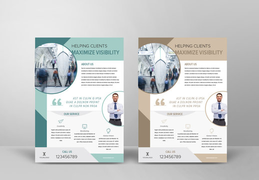 Flyer Layout with Circle and Geometric Elements