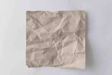 Brown wrinkle recycle paper background. Crumpled brown paper on white background, can use text banners products.
