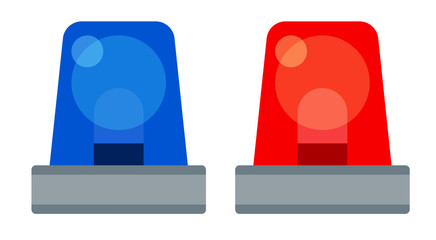 Two flashing lights of a red and blue police car vector icon flat isolated.