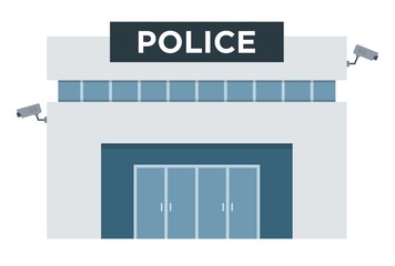Office building police station vector icon flat isolated.