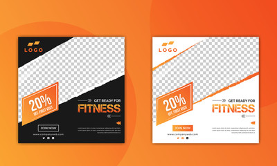 Fitness & Gym social media post design template fully editable vector