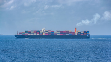 Typical large boxship in design and layout have a twin-island design, with the accommodation, including the navigation bridge, located foreship and the engine room positioned semi-aft.