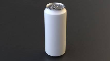 330 ml white drink soda can isolated on a black background. 3d render.
