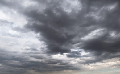 Dark storm clouds before rain used for climate background. Clouds become dark gray before raining.