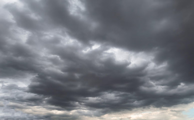 Dark storm clouds before rain used for climate background. Clouds become dark gray before raining.