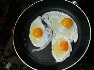 fried egg in a frying pan