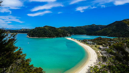 Stunning Torrent Bay view from lookout, Abel Tasman Coast Track, Abel Tasman N.P, Tasman, South Island, New Zealand