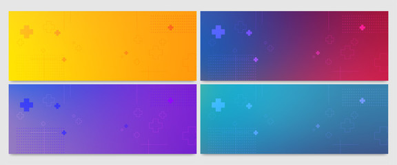 set multicolor gradient background mixed with dots, lines and plus marks makes it look contemporary.