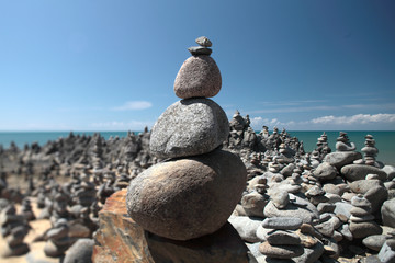 Stone formation made by travelers at the seaside in Queensland, Australia