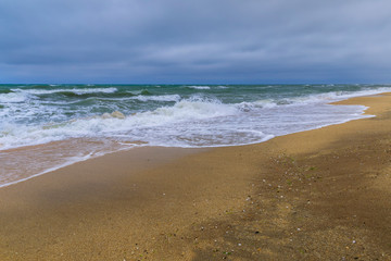 Stormy weather on the coast of the Caspian Sea