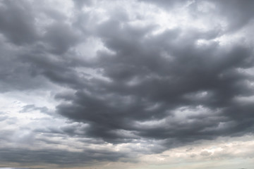 Dark storm clouds before rain used for climate background. Clouds become dark gray before raining.