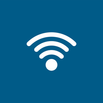 Wi-Fi Icon On Blue Background. Blue Flat Style Vector Illustration