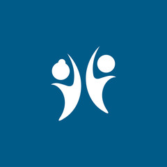 Youth Icon On Blue Background. Blue Flat Style Vector Illustration