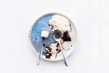 Abstract chocolate ice cream background on white. Close-up.