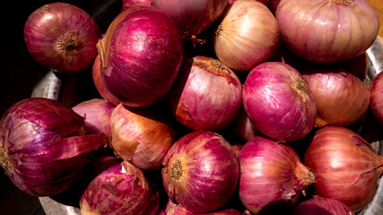 close up view of onion gathering