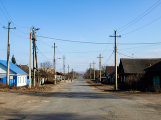 Fototapeta na wymiar rural street with old houses