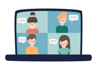 Video conference vector concept illustration