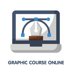 graphic course online flat style icon design  illustration on white background