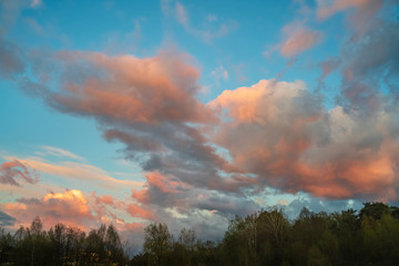 Dramatic sunset sky with colorful clouds
