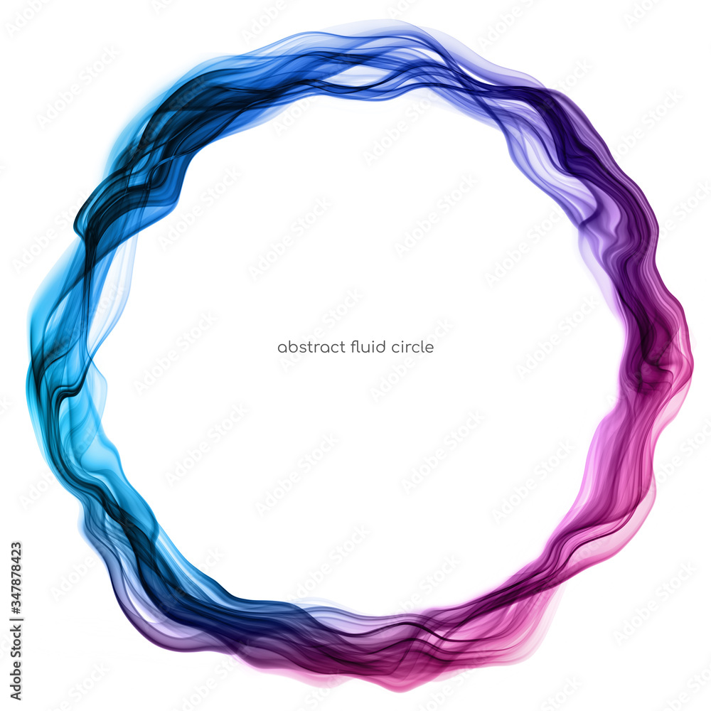 Aufkleber Abstract circle lines round ring frame by colorful transparent fluid flowing isolated on white background with empty space for text.