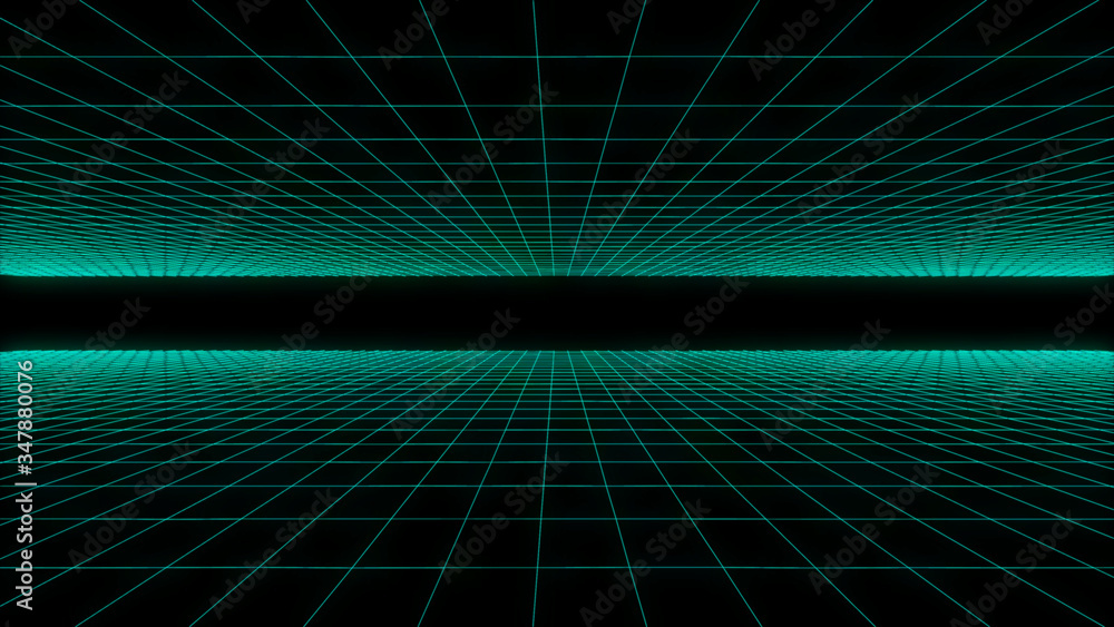 Poster technology futuristic digital grid polygonal wireframe abstract illustration. narrow perspective spa