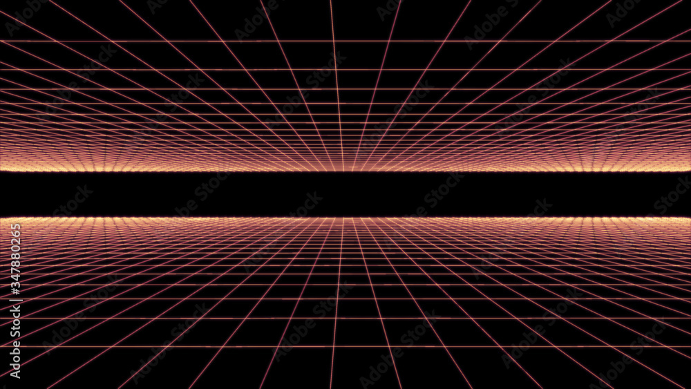 Poster technology futuristic digital grid polygonal wireframe abstract illustration. narrow perspective spa