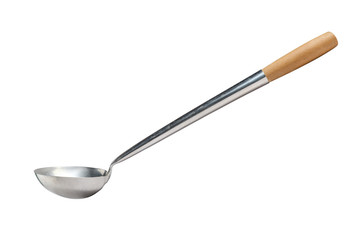 Ladle with wooden handle isolated and clipping path