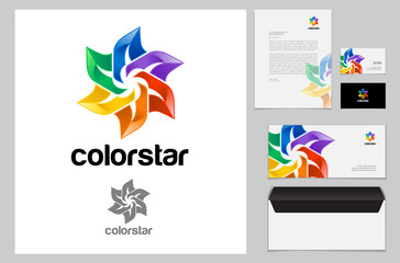 Color Star Vector Logo Template. Creative colorful corporate identity with color star logo icon design template. Vector stationery business concept. 