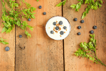 Joghurt mit Blaubeeren Waldblaubeeren Heidelbeeren