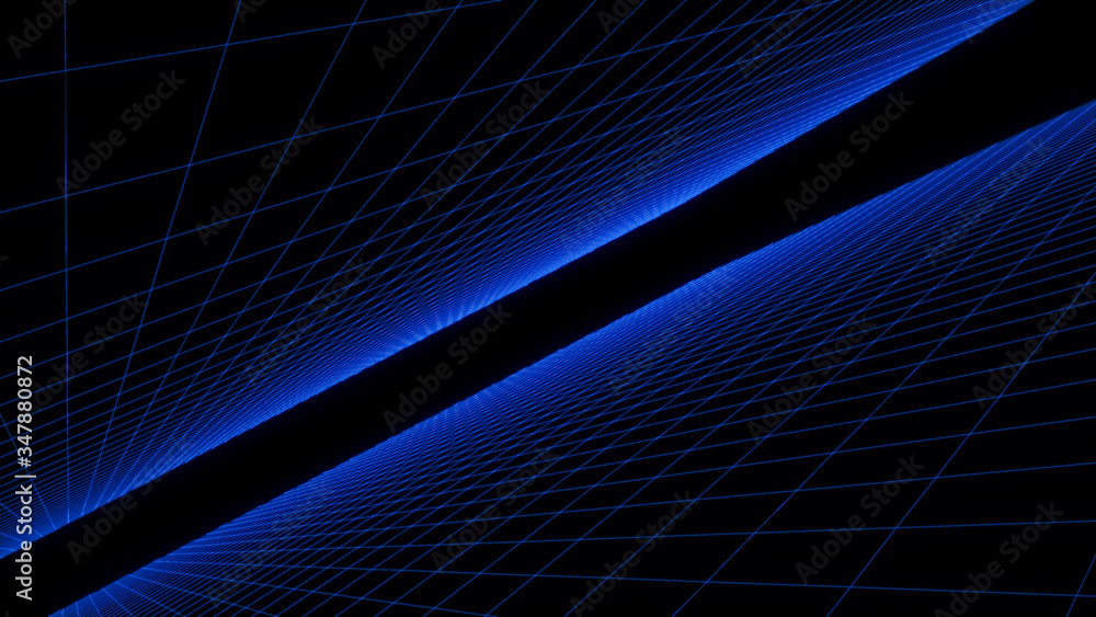 Poster technology futuristic digital grid polygonal wireframe abstract illustration. narrow perspective spa