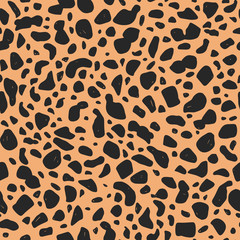 Cheetah hand-drawn seamless pattern. Animal print background