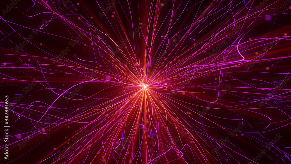 Poster stripe line explode into empty space illustration background. beautiful dynamic futuristic shape for