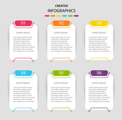 Template vector infographic with  6 options. Abstract modern design can used for banner diagram workflow timeline and web design layout, presentation templates background