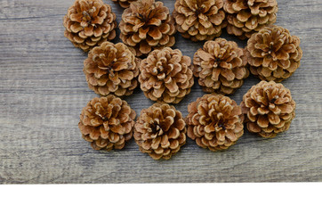 natural holiday background with pinecones