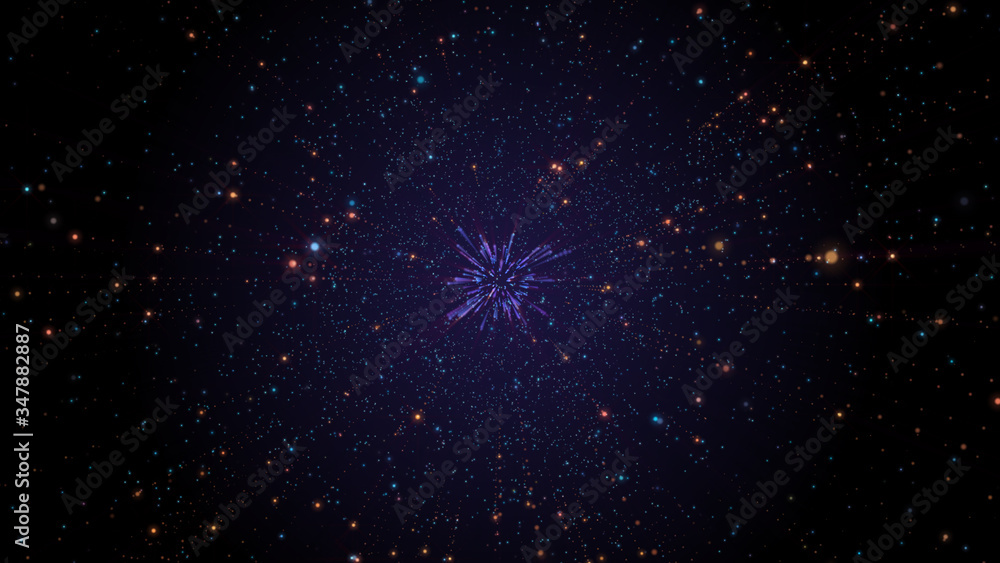 Poster Abstract Line Elements Speed Of Light Concept Explosion  Illustration. Starburst Dynamic Rays Sparkling With Deep Energy Texture Background.