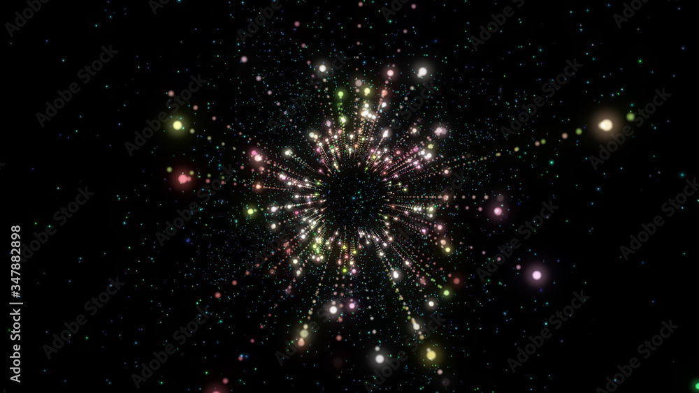 Poster Abstract Line Elements Speed Of Light Concept Explosion  Illustration. Starburst Dynamic Rays Sparkling With Deep Energy Texture Background.